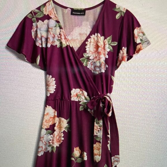 Irene Faux Wrap Brushed Knit Hi Lo Maxi Dress - Picture 3 of 3